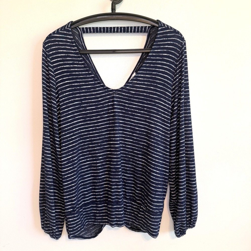 Liverpool Womens Long Sleeve Relaxed Fit Top M Twist Back V-Neck Casual Chic